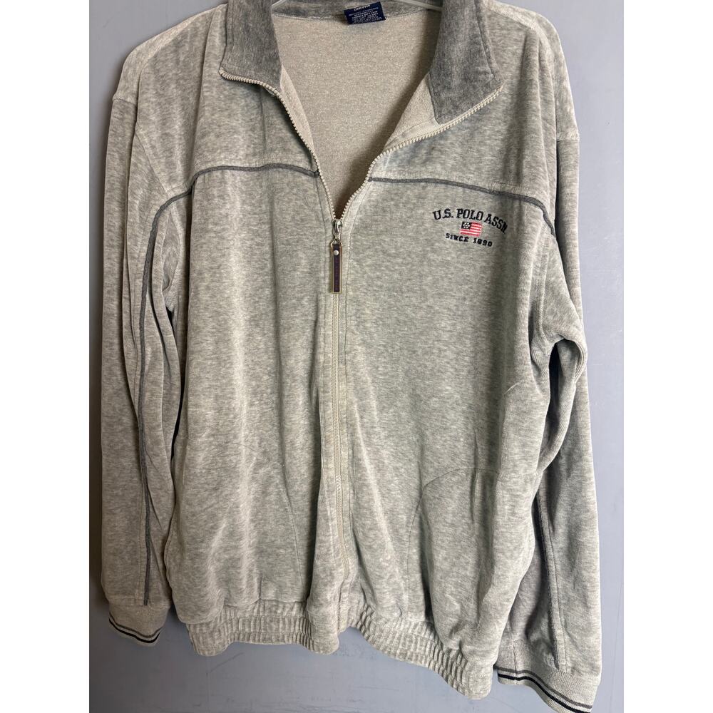 U.S. Polo Assn.  Light  Gray  Zip‑Up  Sweatshirt  Men’s  Size  M